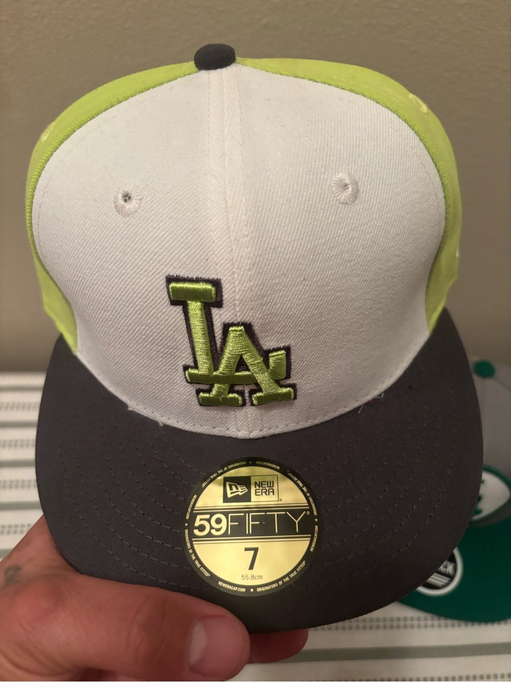 New Era LA Dodgers 59FIFTY Fitted Cap - White, Lime & Black New Era 59FIFTY